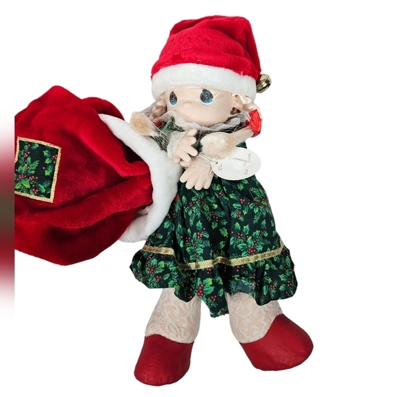 NWT Vintage 90s Precious Moments‎ Christmas Eve Doll in Christmas Stocking - Picture 7 of 9